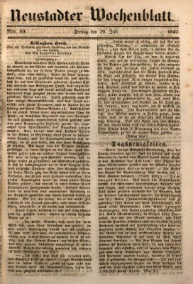 Neustadter Wochenblatt Freitag 29. Juli 1842