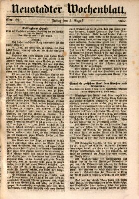 Neustadter Wochenblatt Freitag 5. August 1842