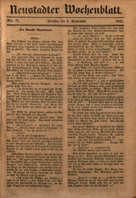 Neustadter Wochenblatt Dienstag 6. September 1842