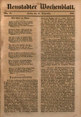 Neustadter Wochenblatt Freitag 23. September 1842