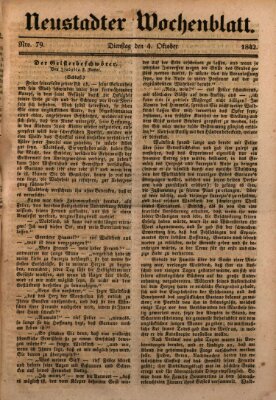 Neustadter Wochenblatt Dienstag 4. Oktober 1842