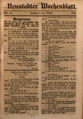 Neustadter Wochenblatt Dienstag 11. Oktober 1842