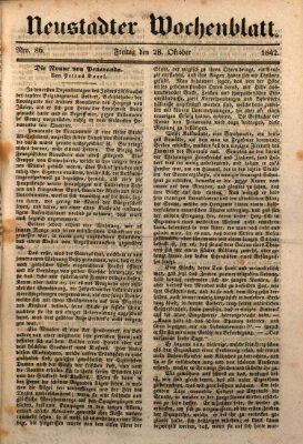 Neustadter Wochenblatt Freitag 28. Oktober 1842