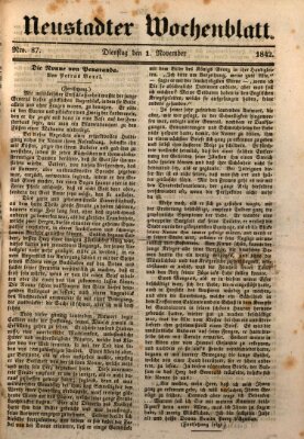 Neustadter Wochenblatt Dienstag 1. November 1842