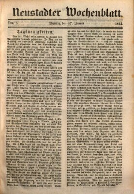 Neustadter Wochenblatt Dienstag 17. Januar 1843