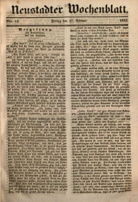 Neustadter Wochenblatt Freitag 17. Februar 1843