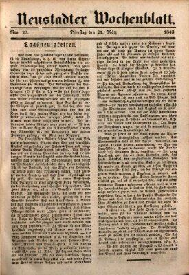 Neustadter Wochenblatt Dienstag 21. März 1843