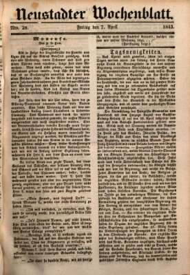 Neustadter Wochenblatt Freitag 7. April 1843