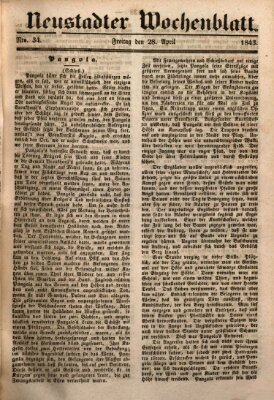 Neustadter Wochenblatt Freitag 28. April 1843