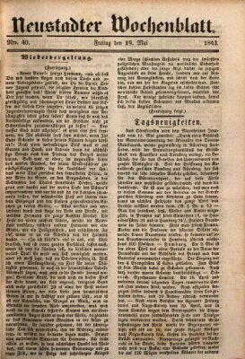 Neustadter Wochenblatt Freitag 19. Mai 1843