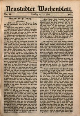 Neustadter Wochenblatt Dienstag 23. Mai 1843