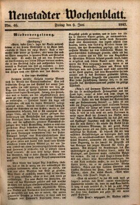 Neustadter Wochenblatt Freitag 9. Juni 1843