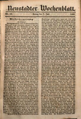 Neustadter Wochenblatt Freitag 7. Juli 1843
