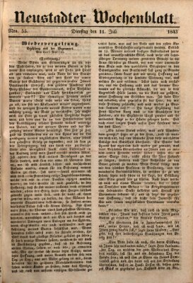 Neustadter Wochenblatt Dienstag 11. Juli 1843