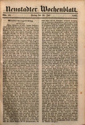 Neustadter Wochenblatt Freitag 21. Juli 1843