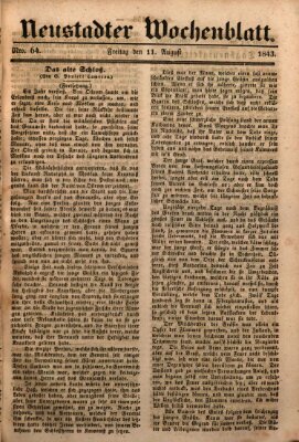 Neustadter Wochenblatt Freitag 11. August 1843