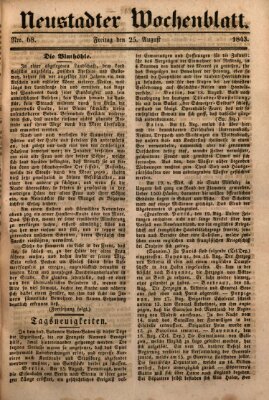 Neustadter Wochenblatt Freitag 25. August 1843