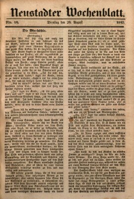 Neustadter Wochenblatt Dienstag 29. August 1843