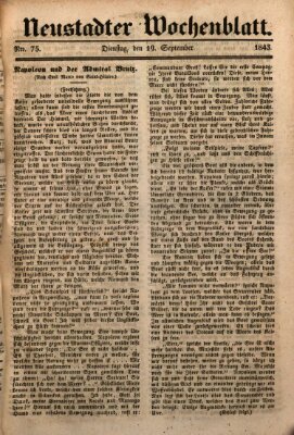 Neustadter Wochenblatt Dienstag 19. September 1843