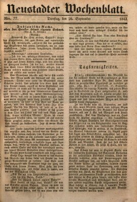 Neustadter Wochenblatt Dienstag 26. September 1843