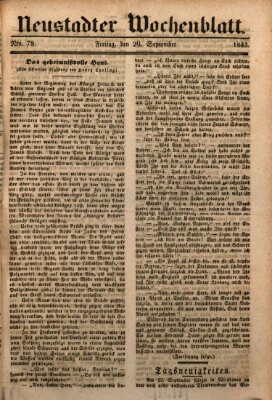 Neustadter Wochenblatt Freitag 29. September 1843