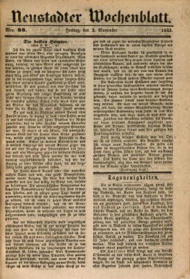 Neustadter Wochenblatt Freitag 3. November 1843