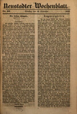 Neustadter Wochenblatt Dienstag 14. November 1843