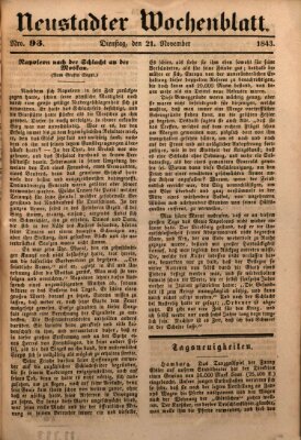 Neustadter Wochenblatt Dienstag 21. November 1843