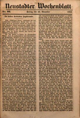 Neustadter Wochenblatt Freitag 24. November 1843