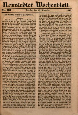 Neustadter Wochenblatt Dienstag 28. November 1843