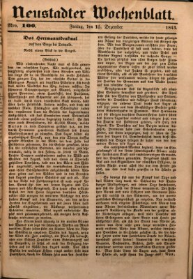 Neustadter Wochenblatt Freitag 15. Dezember 1843