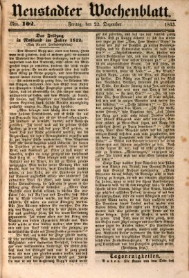 Neustadter Wochenblatt Freitag 22. Dezember 1843