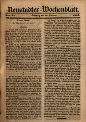 Neustadter Wochenblatt Dienstag 13. Februar 1844