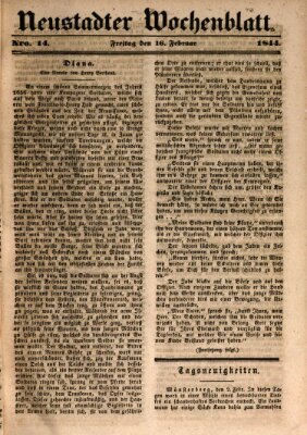 Neustadter Wochenblatt Freitag 16. Februar 1844