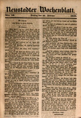 Neustadter Wochenblatt Freitag 23. Februar 1844