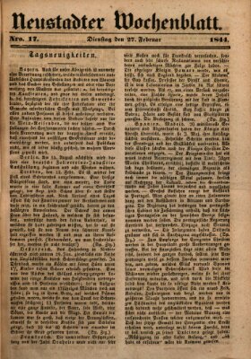 Neustadter Wochenblatt Dienstag 27. Februar 1844