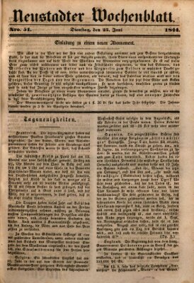 Neustadter Wochenblatt Dienstag 25. Juni 1844