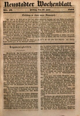 Neustadter Wochenblatt Freitag 28. Juni 1844