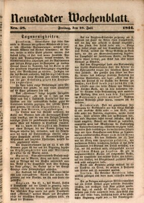 Neustadter Wochenblatt Freitag 19. Juli 1844