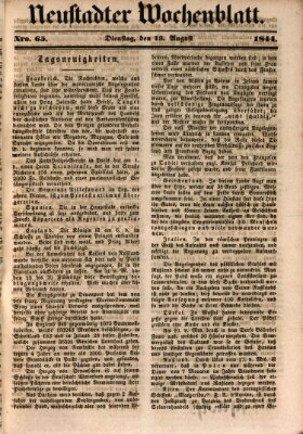 Neustadter Wochenblatt Dienstag 13. August 1844