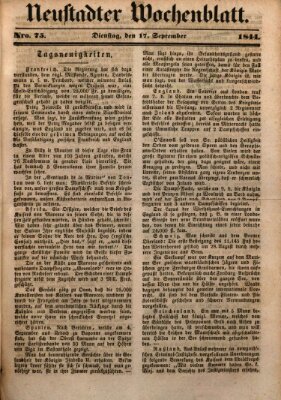 Neustadter Wochenblatt Dienstag 17. September 1844