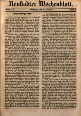 Neustadter Wochenblatt Dienstag 1. Oktober 1844