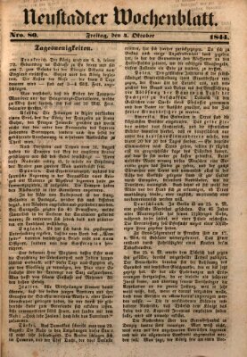 Neustadter Wochenblatt Freitag 4. Oktober 1844