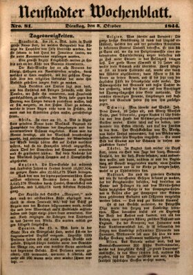 Neustadter Wochenblatt Dienstag 8. Oktober 1844