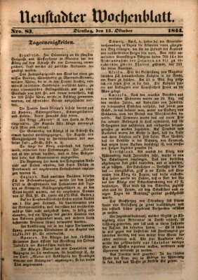 Neustadter Wochenblatt Dienstag 15. Oktober 1844