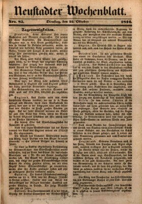 Neustadter Wochenblatt Dienstag 22. Oktober 1844