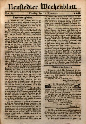 Neustadter Wochenblatt Dienstag 12. November 1844