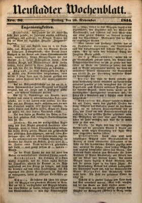 Neustadter Wochenblatt Freitag 29. November 1844