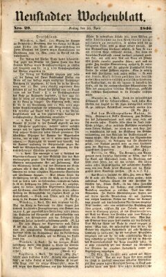 Neustadter Wochenblatt Freitag 10. April 1846