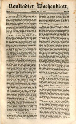 Neustadter Wochenblatt Freitag 26. Juni 1846